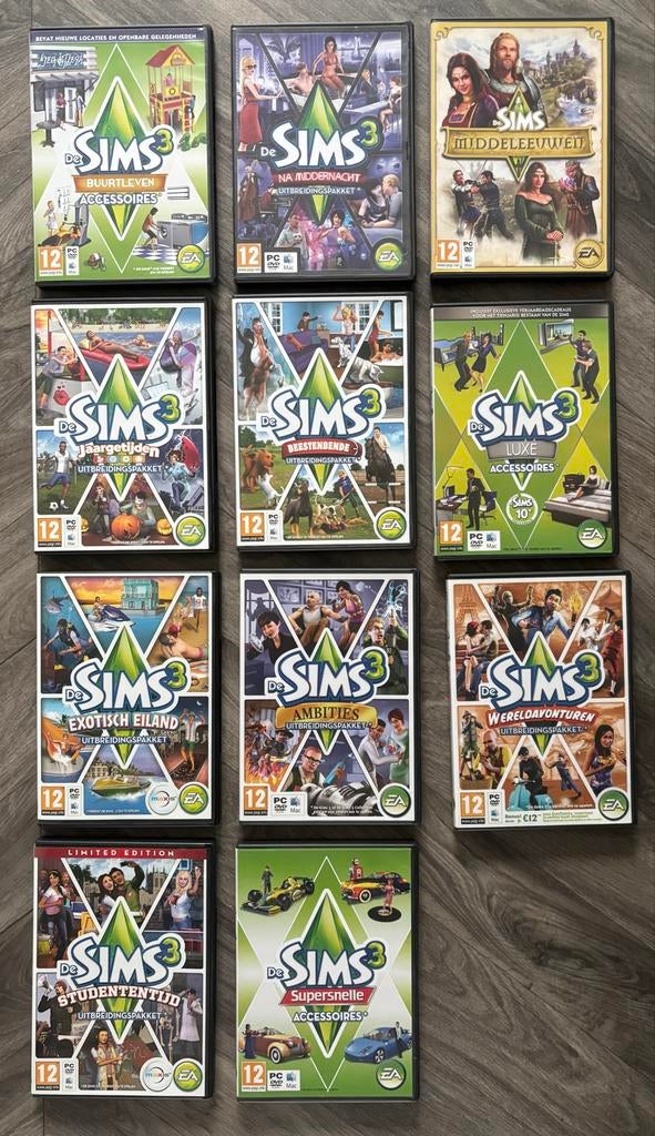 11x De Sims 3 PC Games - Uitbreidingspakketten & Accessoires, Ophalen, Online, Gebruikt, 1 speler