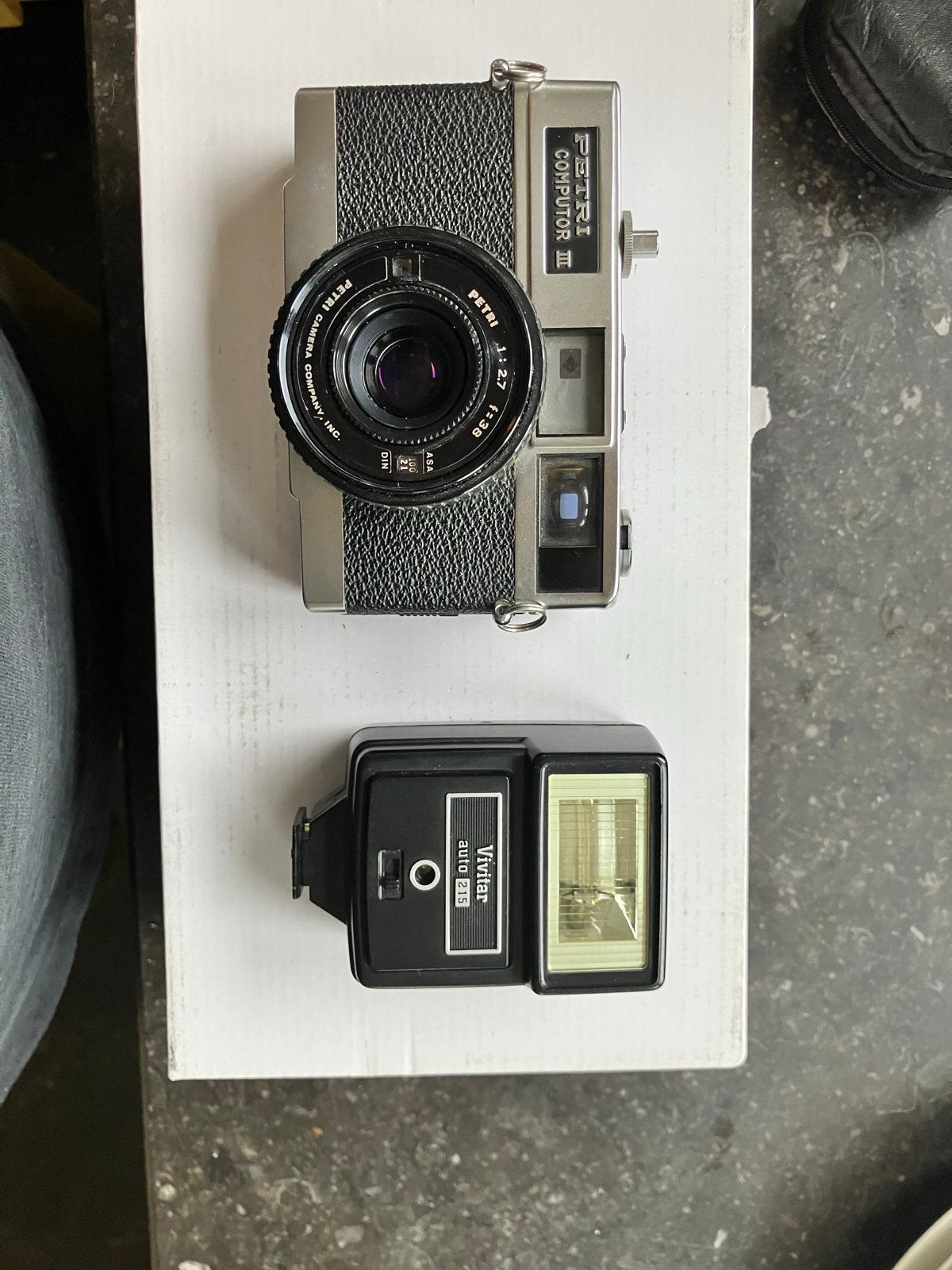 Fototoestel Petri Computor III met Vivitar Auto 215 flitser, Ophalen of Verzenden, Gebruikt, Compact, Overige Merken