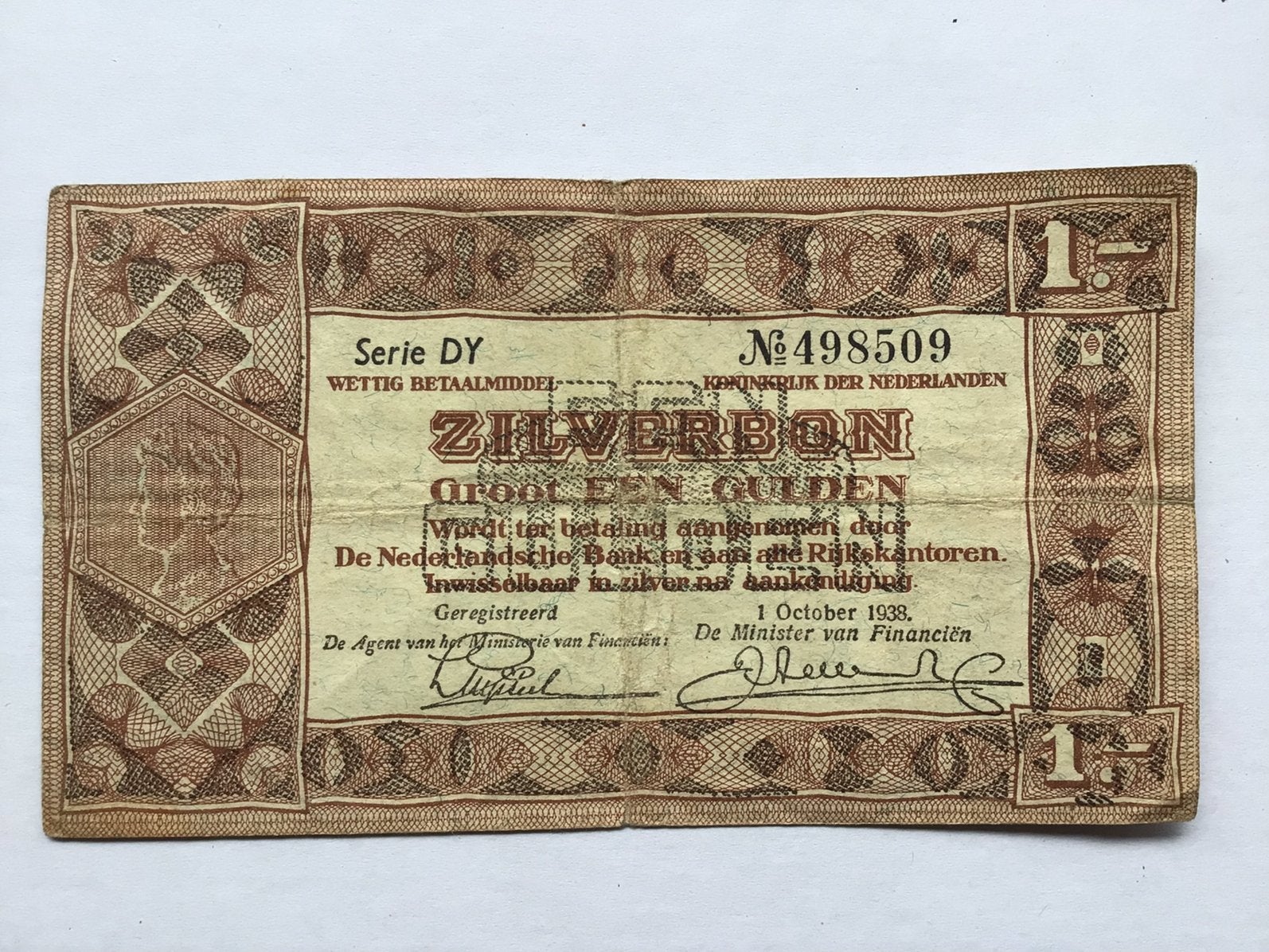 Zilverbon 1 gulden, Ophalen of Verzenden, 1 gulden