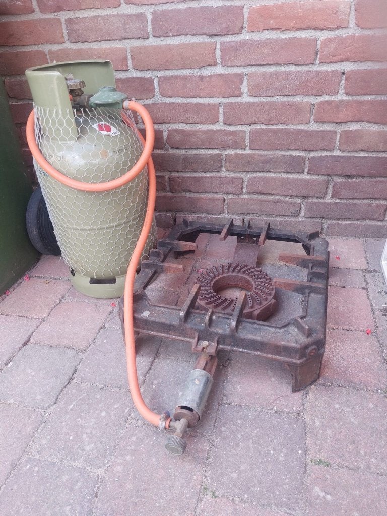 Gasbrander met gasfles, Ophalen, Gebruikt