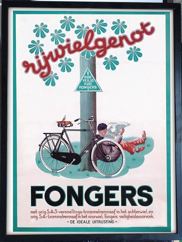 [Poster in Frame] FONGERS Rijwielgenot Fiets Reclame, Verzenden, Nieuw, A1 t/m A3, Film en Tv