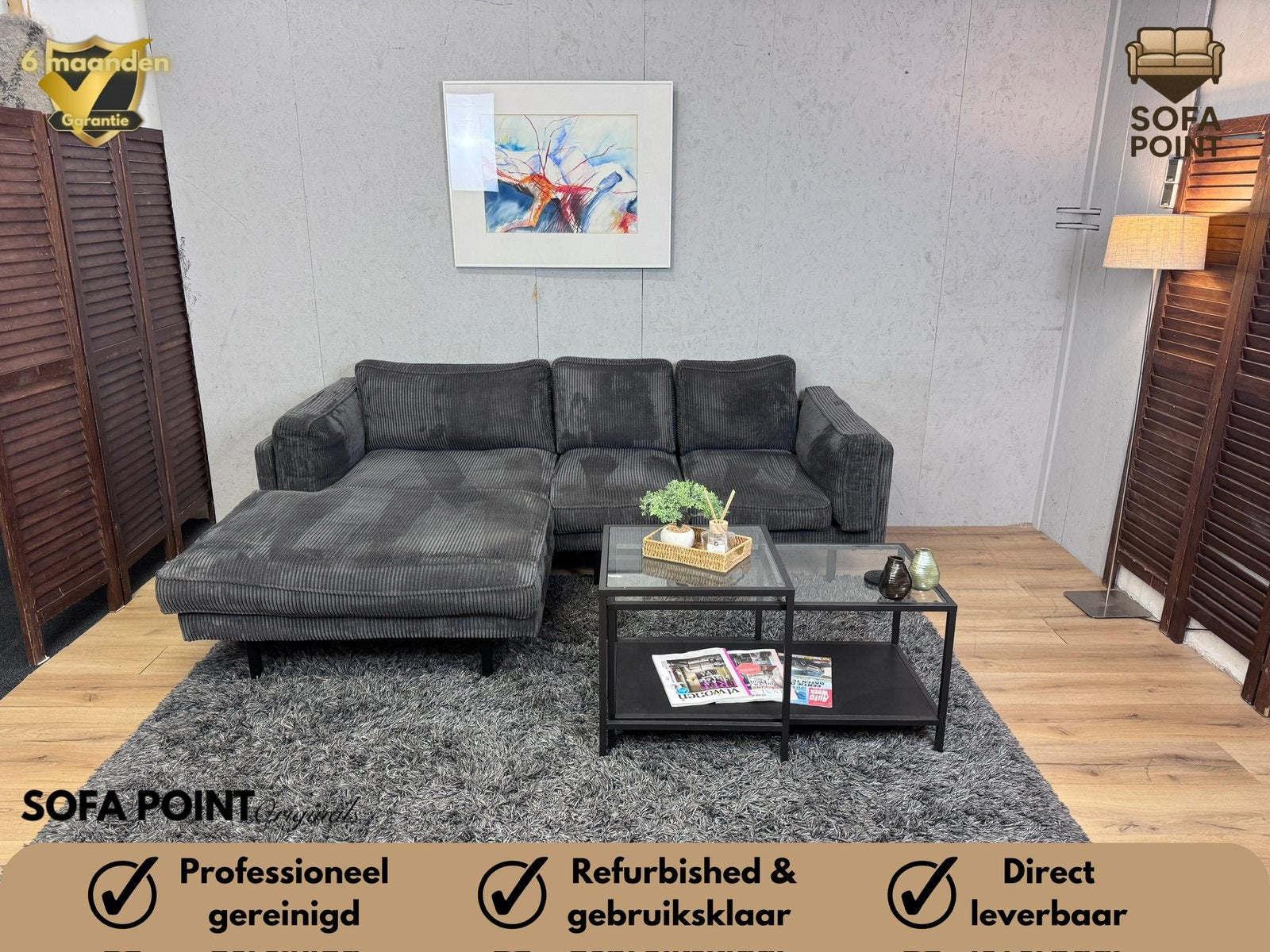 Grijze Ribstof Loungebank - GRATIS LEVERING, Ophalen of Verzenden, Zo goed als nieuw, Noordkade 68A, Stof