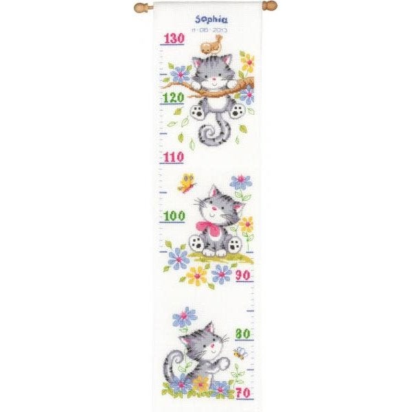 Borduurpakket Groeimeter spelende kittens pn0021581, ., Nieuw, Ophalen of Verzenden, .