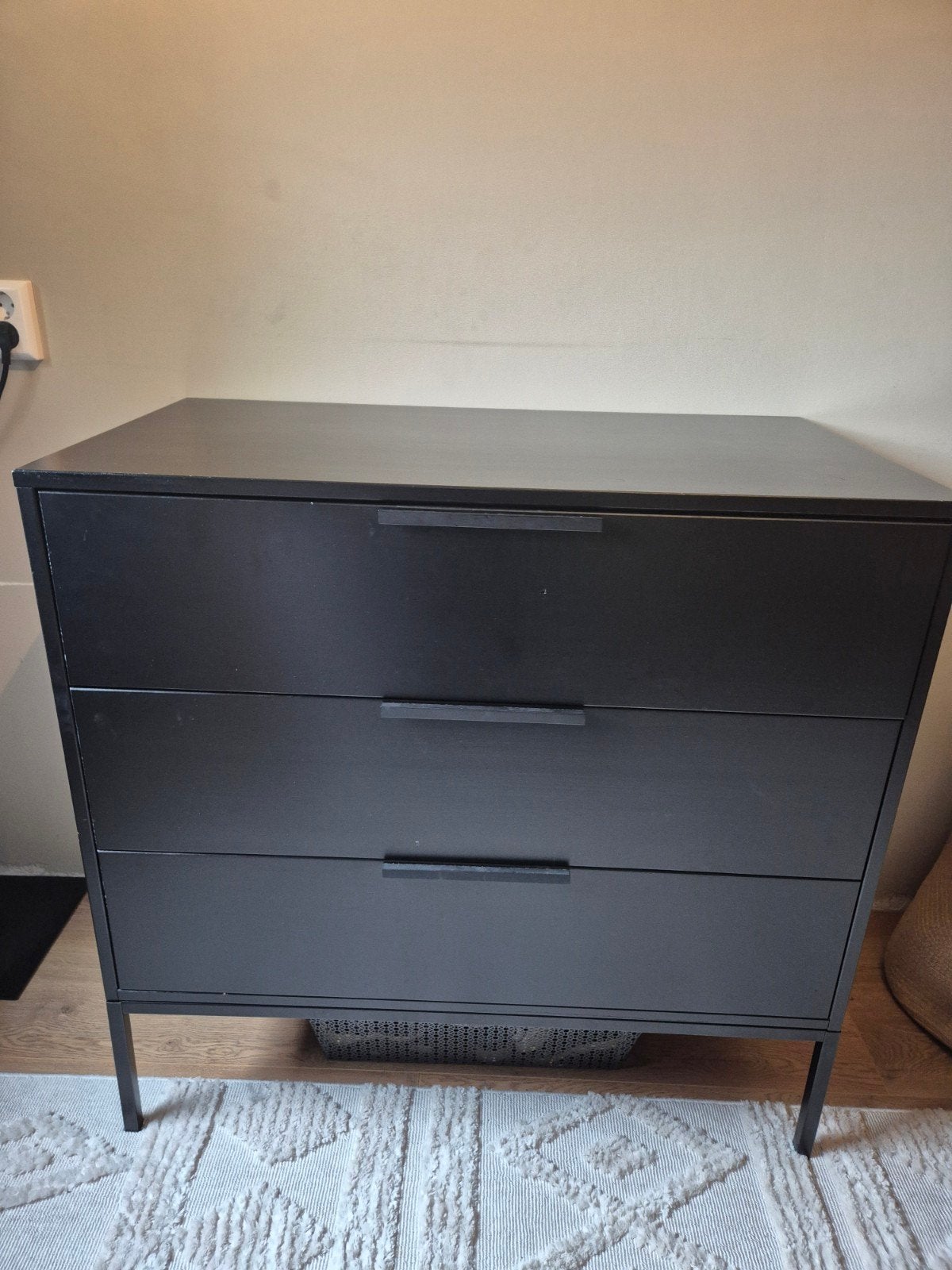 Zwarte Commode Wood Adam met 3 Laden - 93x94x52 cm, Ophalen, Gebruikt, 50 tot 100 cm, 3 of 4 laden