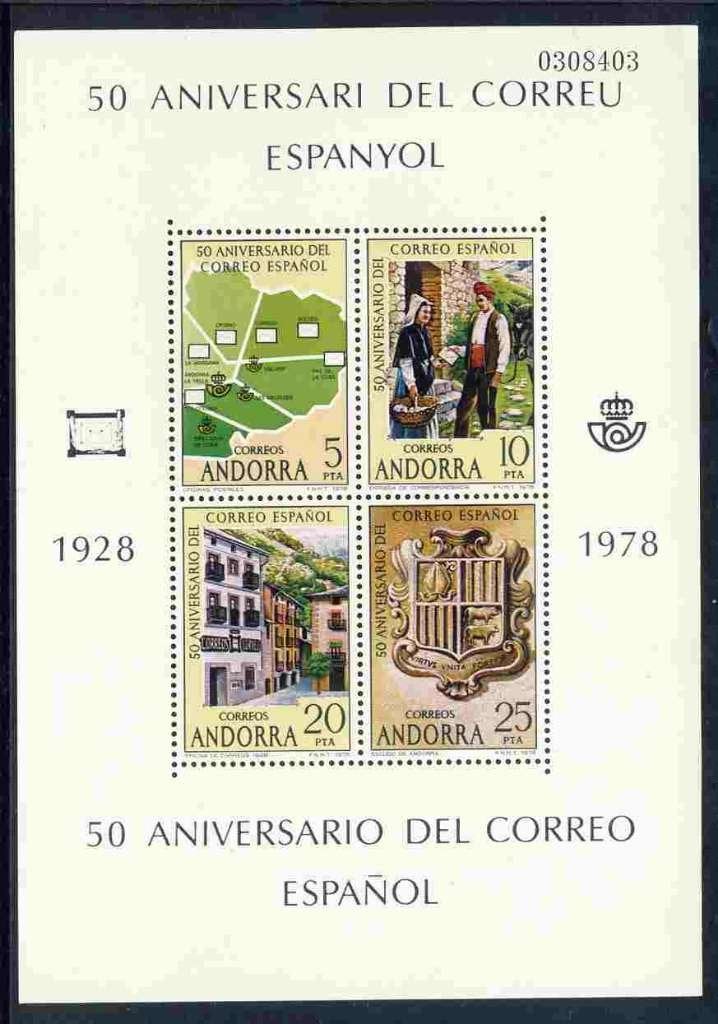 Andorra Spaans Blok 1 1978 postfris, Ophalen of Verzenden, Overige landen, Postfris