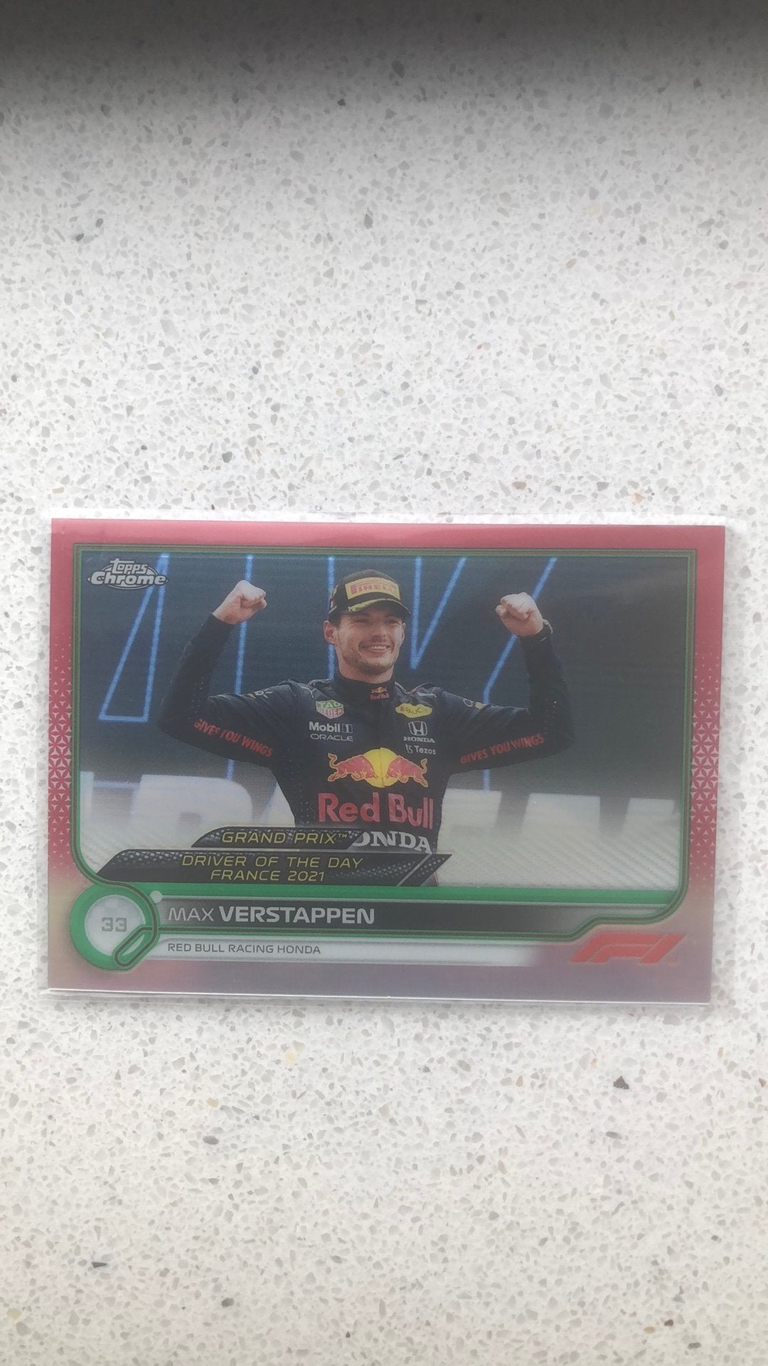 MAX VERSTAPPEN RED GREEN TOPPS CHROME F1, Ophalen of Verzenden, Zo goed als nieuw, Plaatje
