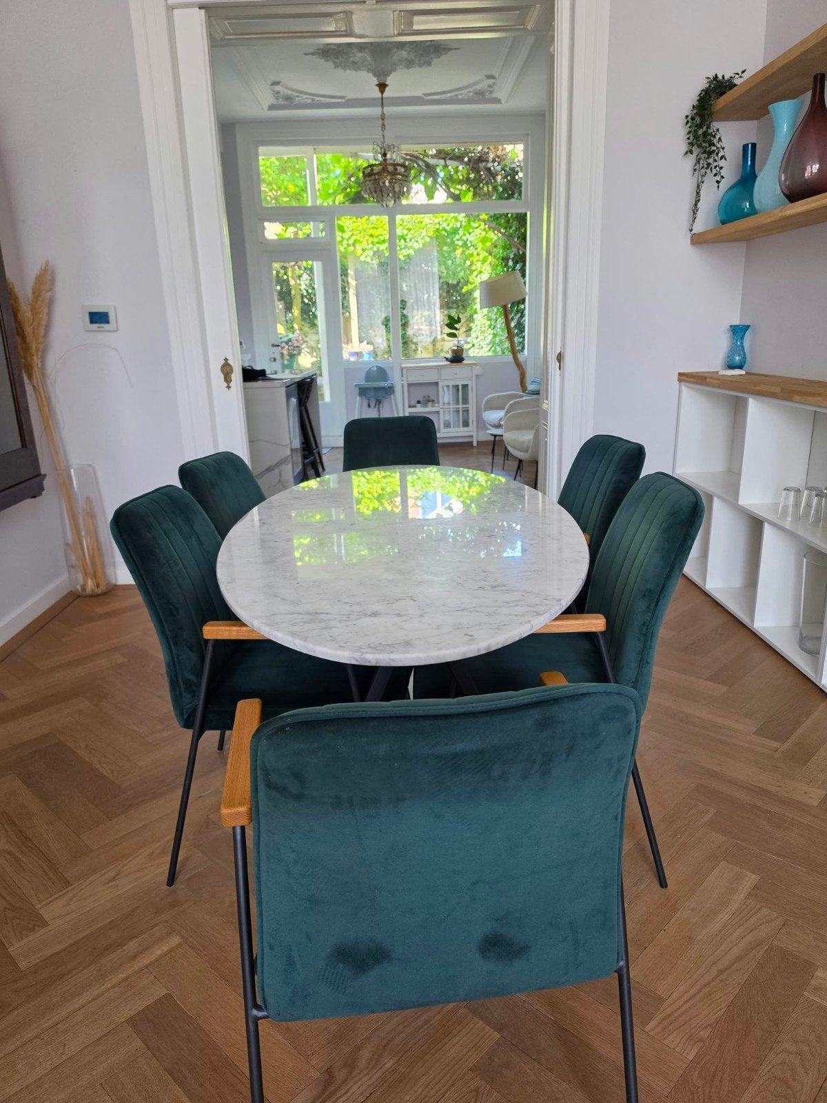 Elegante marmeren eettafel, Huis en Inrichting, Ophalen, Gebruikt, Modern, elegant, luxe, 50 tot 100 cm