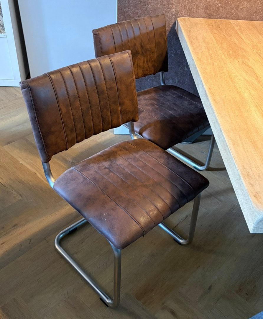 Eettafel stoelen 4 stuks Bruin, Ophalen, Overige materialen, Bruin, Zo goed als nieuw