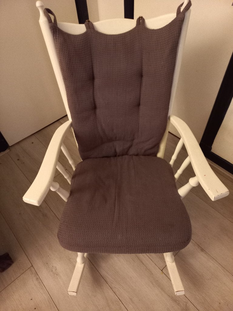 Schommelstoel wit geschilderd,  stevig, Ophalen, Gebruikt, Wit, Eén