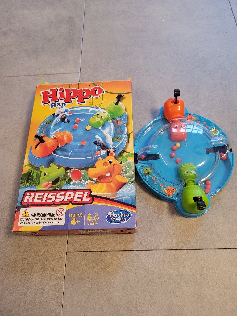Hippo Hap reisspel hasbro nijlpaarden happen, Ophalen of Verzenden, Zo goed als nieuw, Reisspel