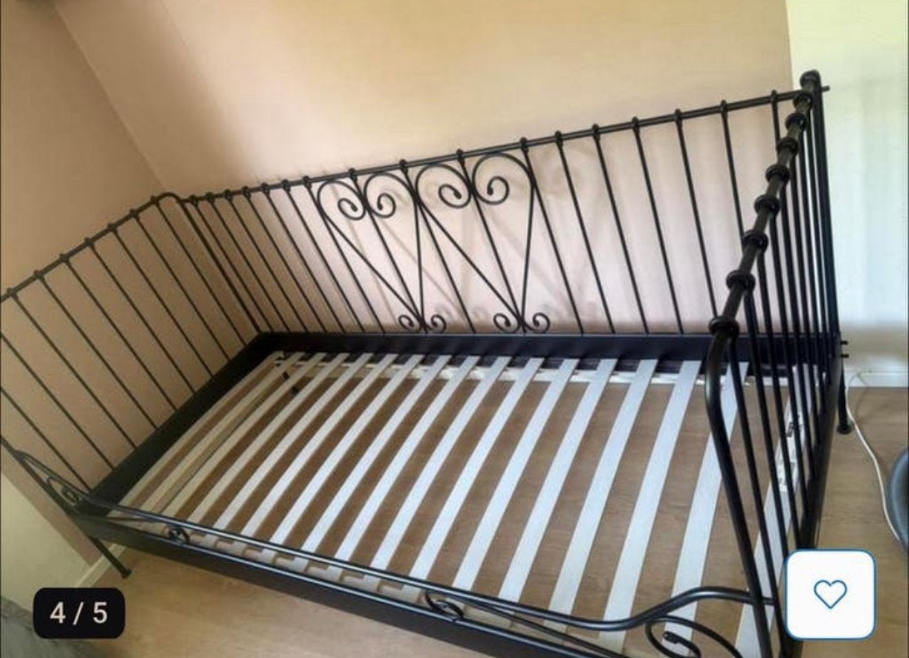 Zwart bedbank metaal ıkea, 90 cm, Zwart, Tweepersoons, Ophalen of Verzenden