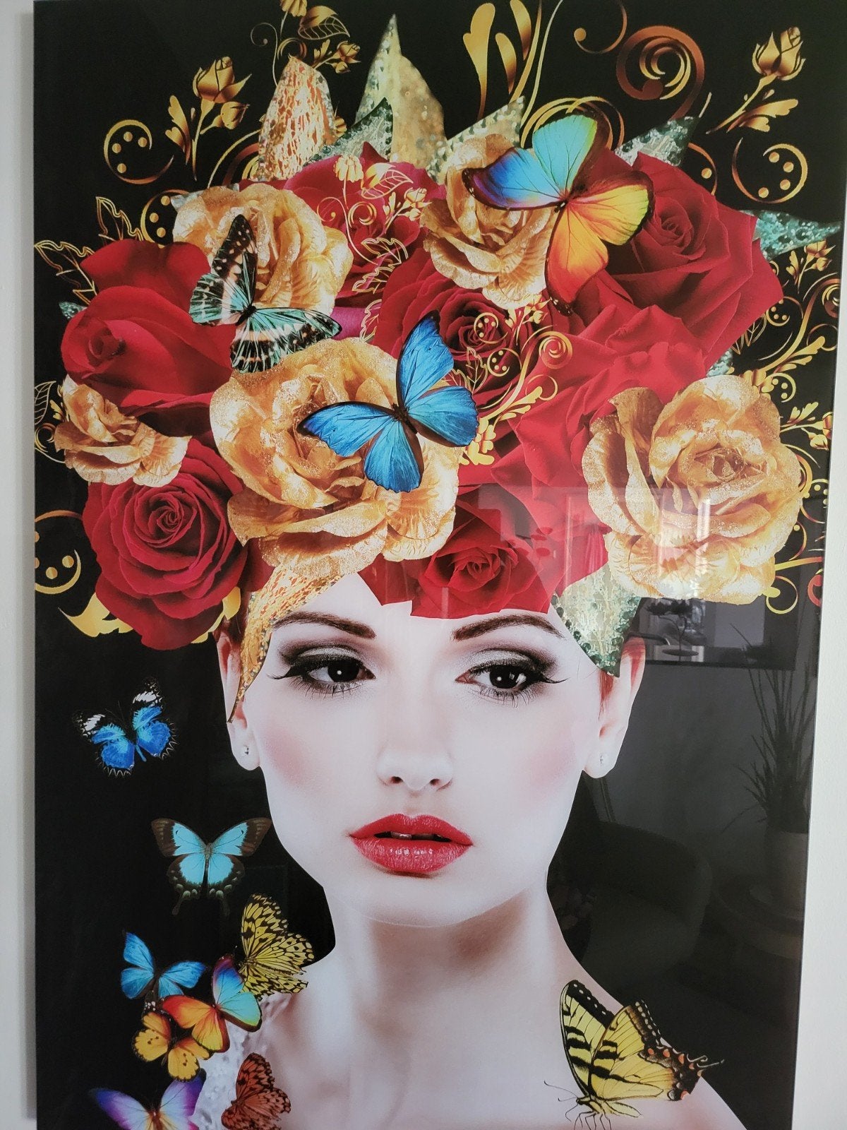 2 Schilderijen met vlinders op een glasplaat glasplaat, Ophalen, Zo goed als nieuw, Schilderij
