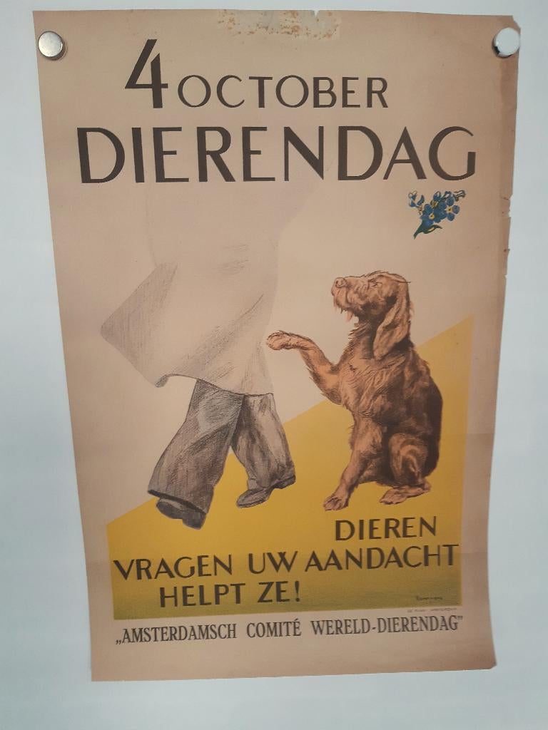 Originele poster Dierendag Amsterdam, Rechthoekig Staand, Verzenden, Zo goed als nieuw, A1 t/m A3
