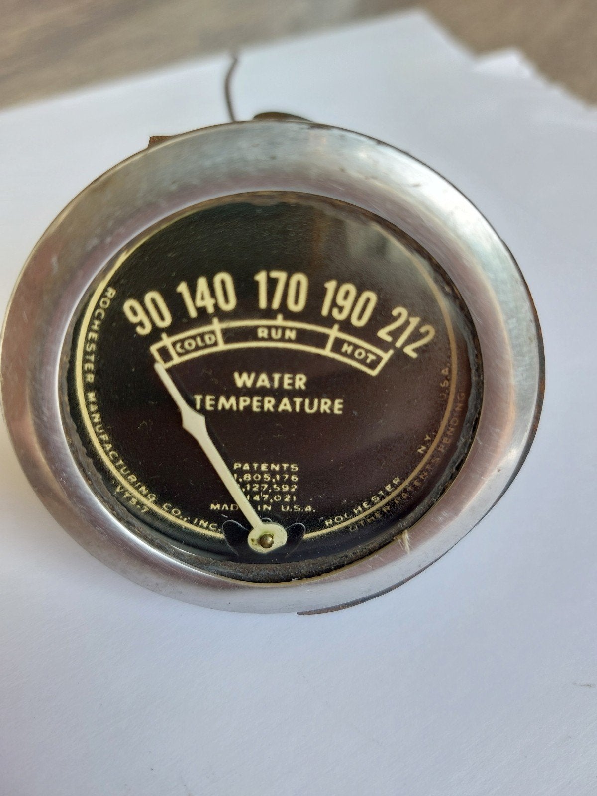 Temperatuur meter T- Ford /Hotrod Rochester, Antiek en Kunst, Antiek | Gereedschap en Instrumenten, Ophalen of Verzenden