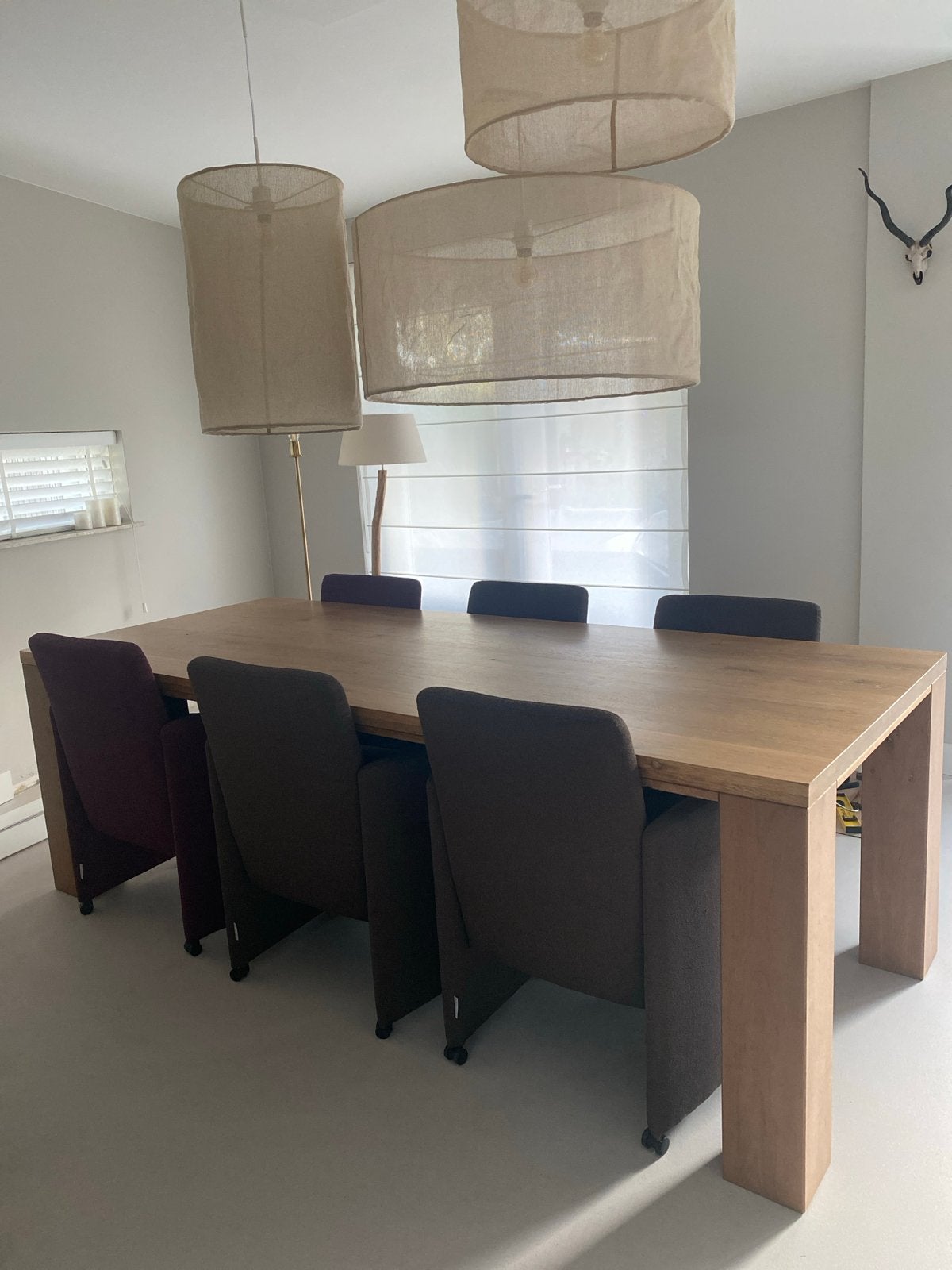 6x W.Schillig stoffen stoelen met wieltjes (4 bruin, 2 paars, Ophalen, Gebruikt, Overige kleuren, Stof