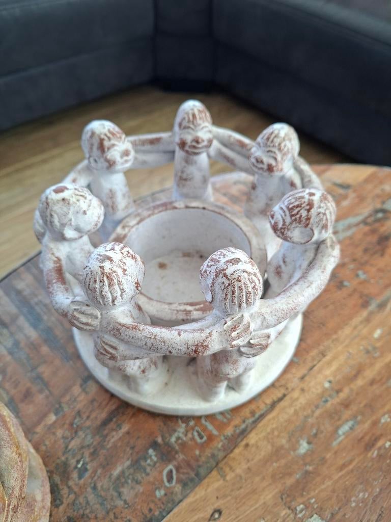 Decoratieve theelichthouder 'Mensenkring' vriendenkring, Gebruikt, Meerkleurig, Ophalen of Verzenden, Landelijk