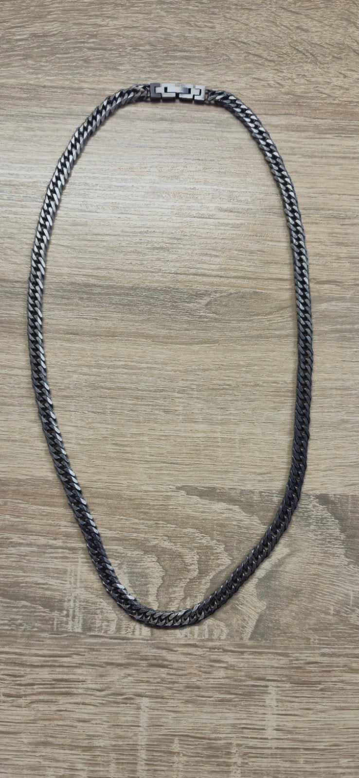 Stalen Herenketting/zwart NIEUW, Ophalen of Verzenden, Nieuw, Zilver, Overige materialen