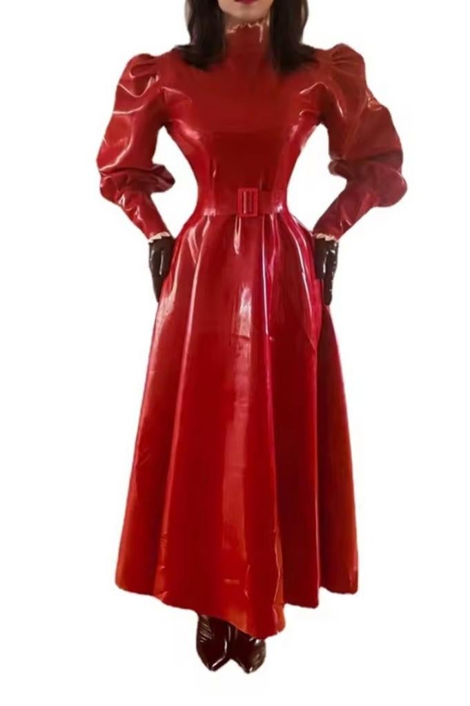 Latex jurk met speciale mouwen, tm 8XL, Kleding | Dames, Jurken, Verzenden, Nieuw, Onder de knie