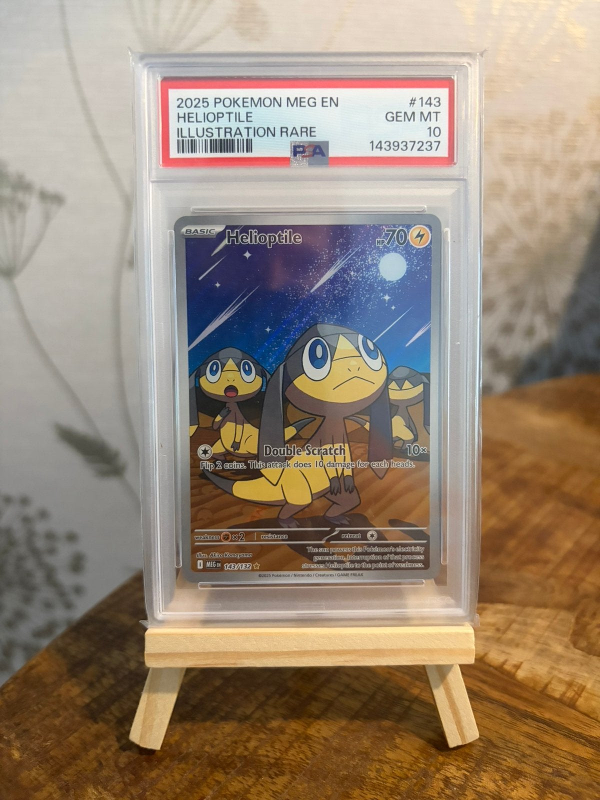 Pokemon TCG - Helioptile #143 PSA 10 (Mega Evolution), Ophalen of Verzenden, Nieuw, Losse kaart, Foil