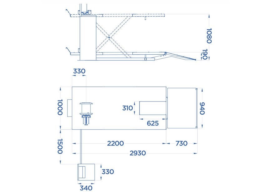 Elektro-hydraulische motohefbrug 500kg OMCN, Ophalen, Nieuw