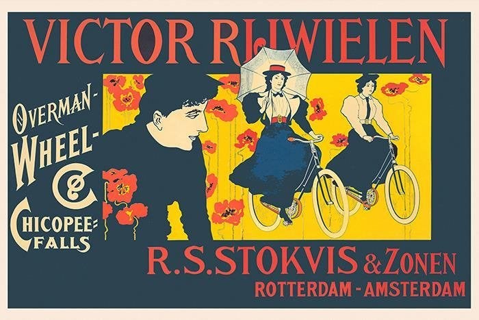 Zeldzame VICTOR RIJWIELEN Stokvis Fiets Affiche Poster, Verzenden, Nieuw, Reclamebord