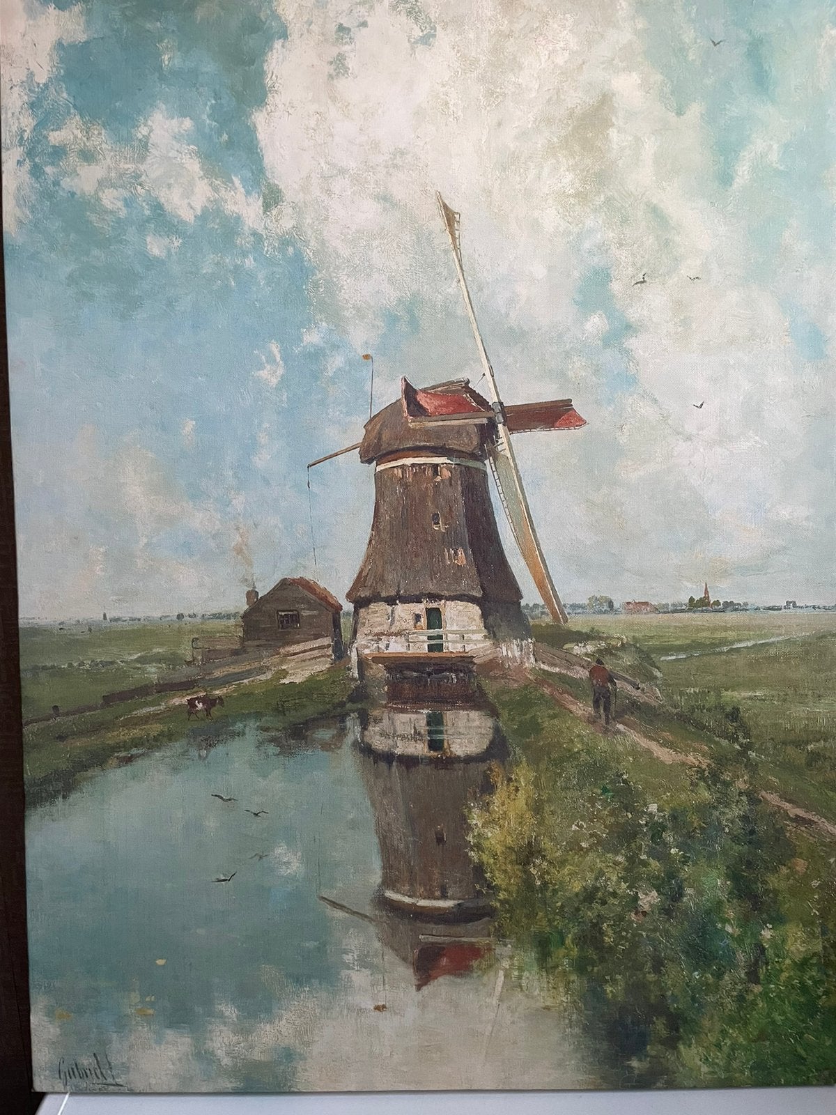 Polderlandschap op canvas, Antiek en Kunst, Ophalen of Verzenden