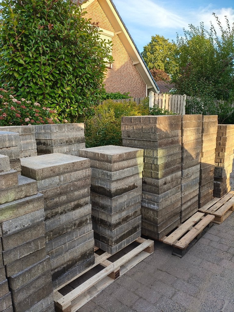 Betontegels 50x50 8 cm dik voor Oprit & Terras 40m2, Ophalen, Gebruikt, 10 m² of meer, Beton