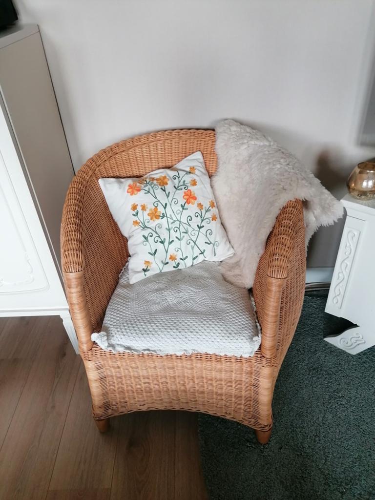 Design rotan stoel, Huis en Inrichting, Ophalen, Gebruikt, Bruin, Design