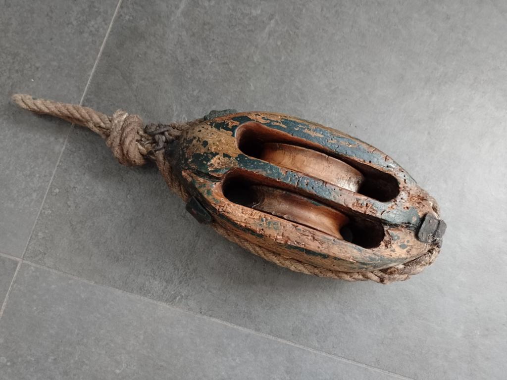 Oude houten katrol, Ophalen of Verzenden, Gebruikt