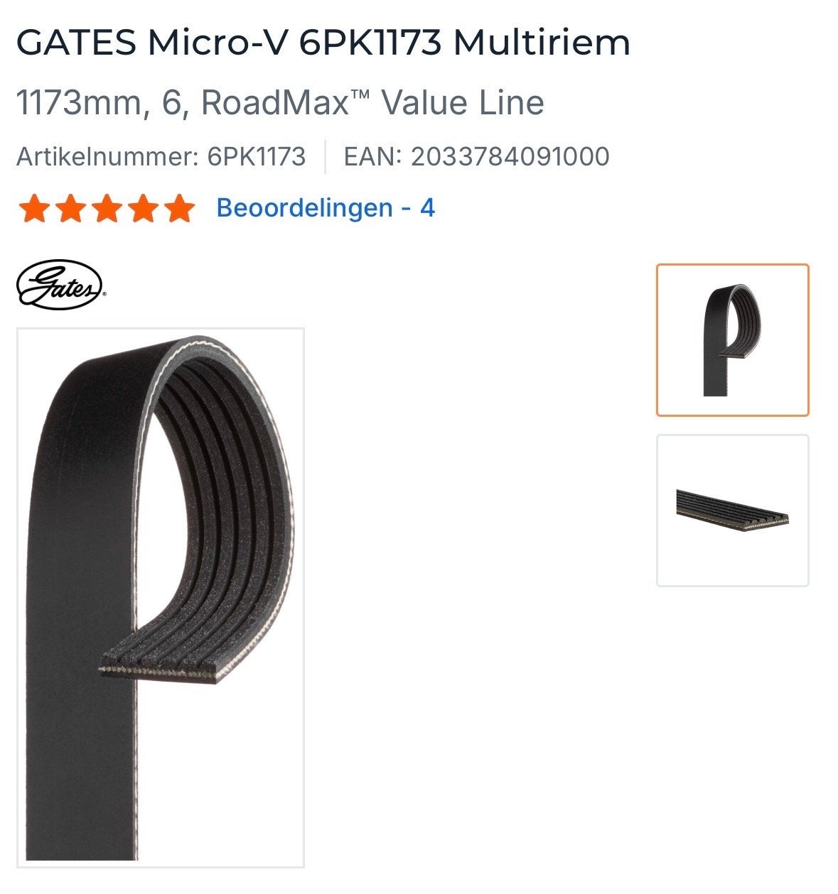 GATES Micro-V 6PK1173 Multiriem - Nieuw, Ophalen of Verzenden, Nieuw