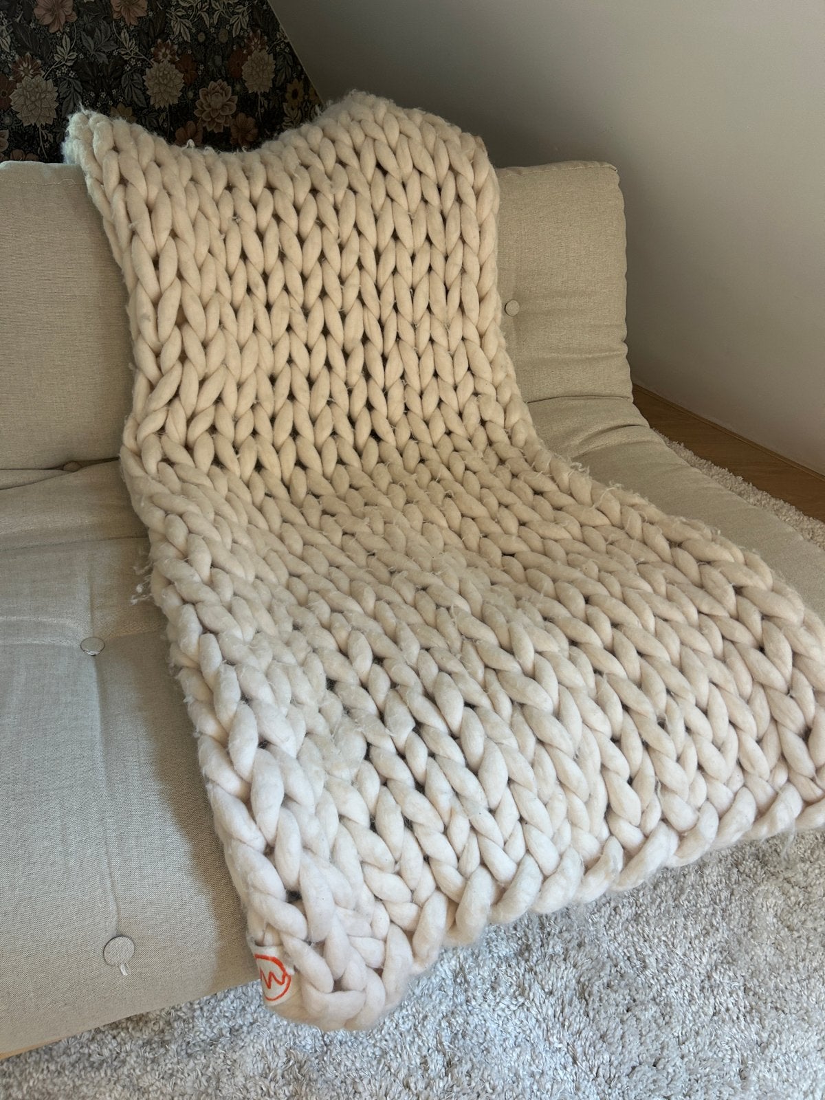 Wollen sprei van natuurlijke wol, Ophalen, Gebruikt, Beige