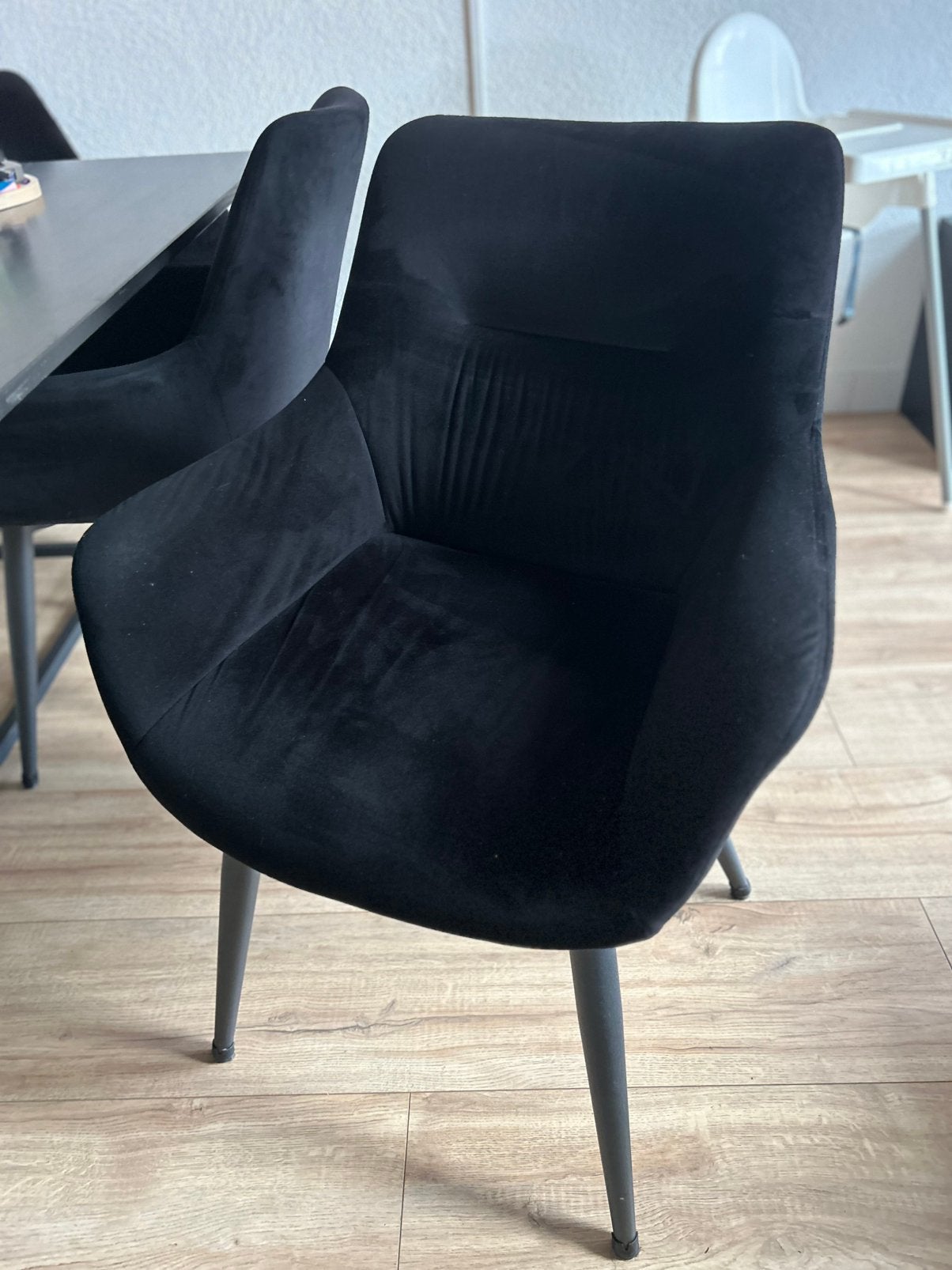 Eetkamerstoelen (2 stuks / zwart / velours), Huis en Inrichting, Stoelen, Ophalen, Zwart, Stof, Twee