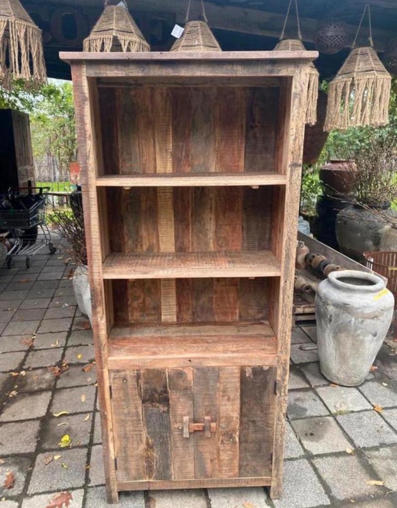 Stoere boekenkast van oud Truckwood OUTLET!, Ophalen, Nieuw, 50 tot 100 cm, Nvt