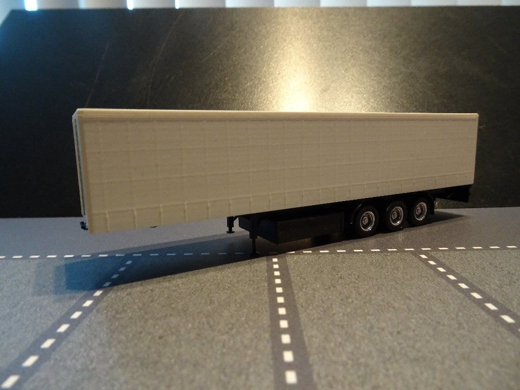 784 herpa schuifzeil oplegger wit 3-as blanco 1:87 truck, Ophalen of Verzenden, Zo goed als nieuw, Bus of Vrachtwagen, Herpa