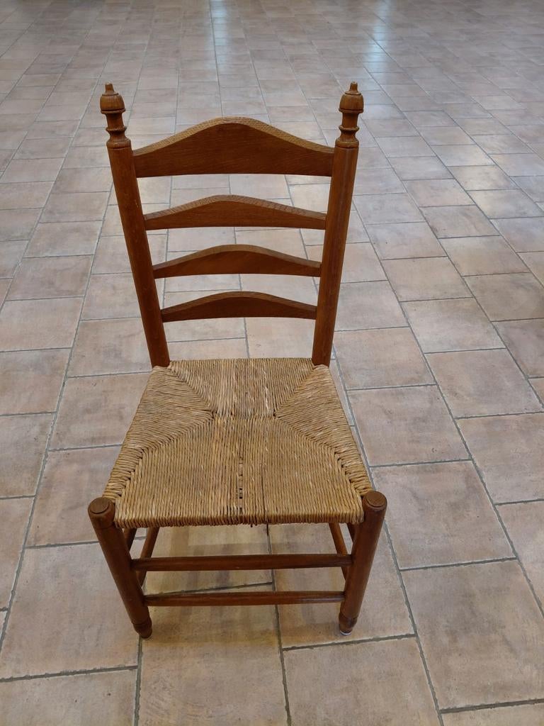 Houten stoel met rieten zitting, Huis en Inrichting, Stoelen, Ophalen, Gebruikt, Bruin, Hout
