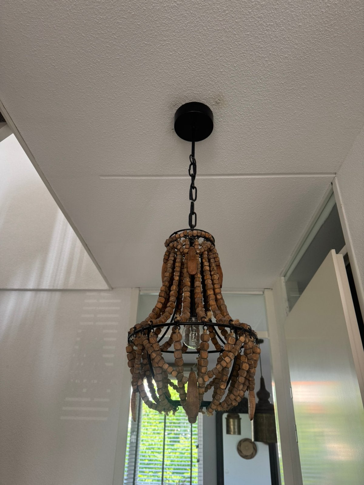 Bohemian Houten Kralen Kroonluchter, Ophalen of Verzenden, Zo goed als nieuw, Hout