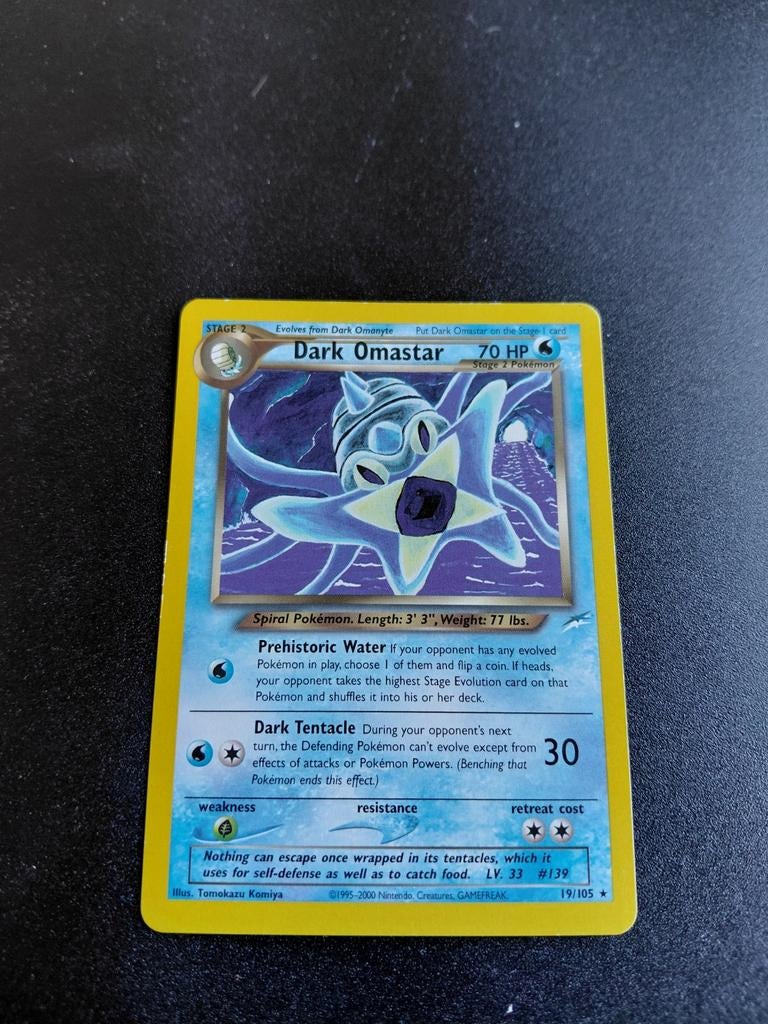 Dark Omastar Neo Destiny - 19/105 Pokémon Kaart, Ophalen of Verzenden, Zo goed als nieuw, Losse kaart