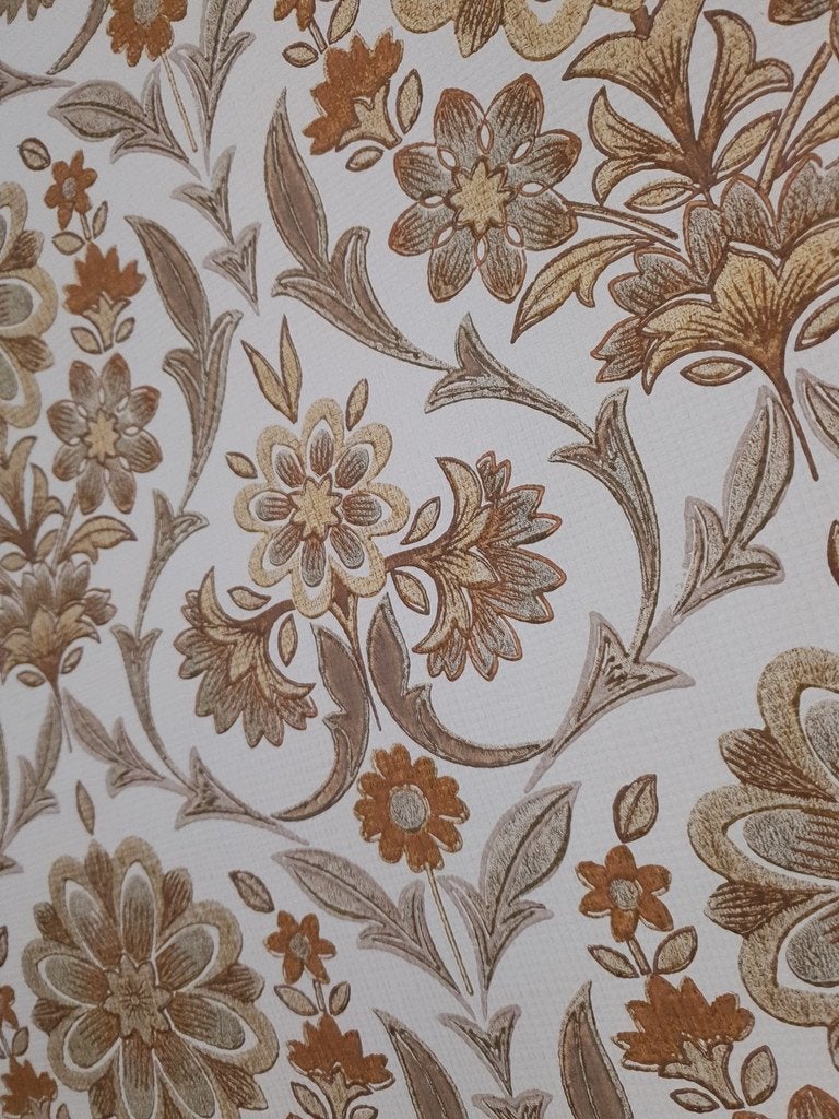 7205 barok bloemen vintage behang bruin crown swiet, Ophalen of Verzenden, Bruin