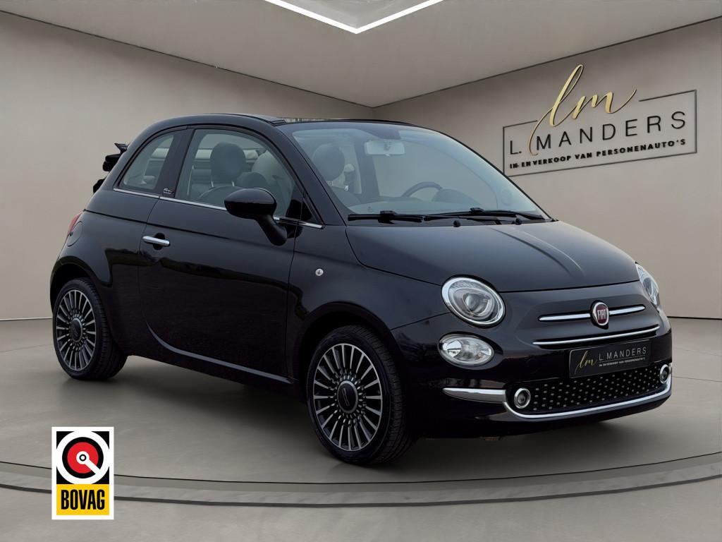 Fiat 500C 1.2 Lounge 2019 ZWART | Automaat | Cabriolet | Nav, Gebruikt, 4 cilinders, Cabriolet, Leder en Stof