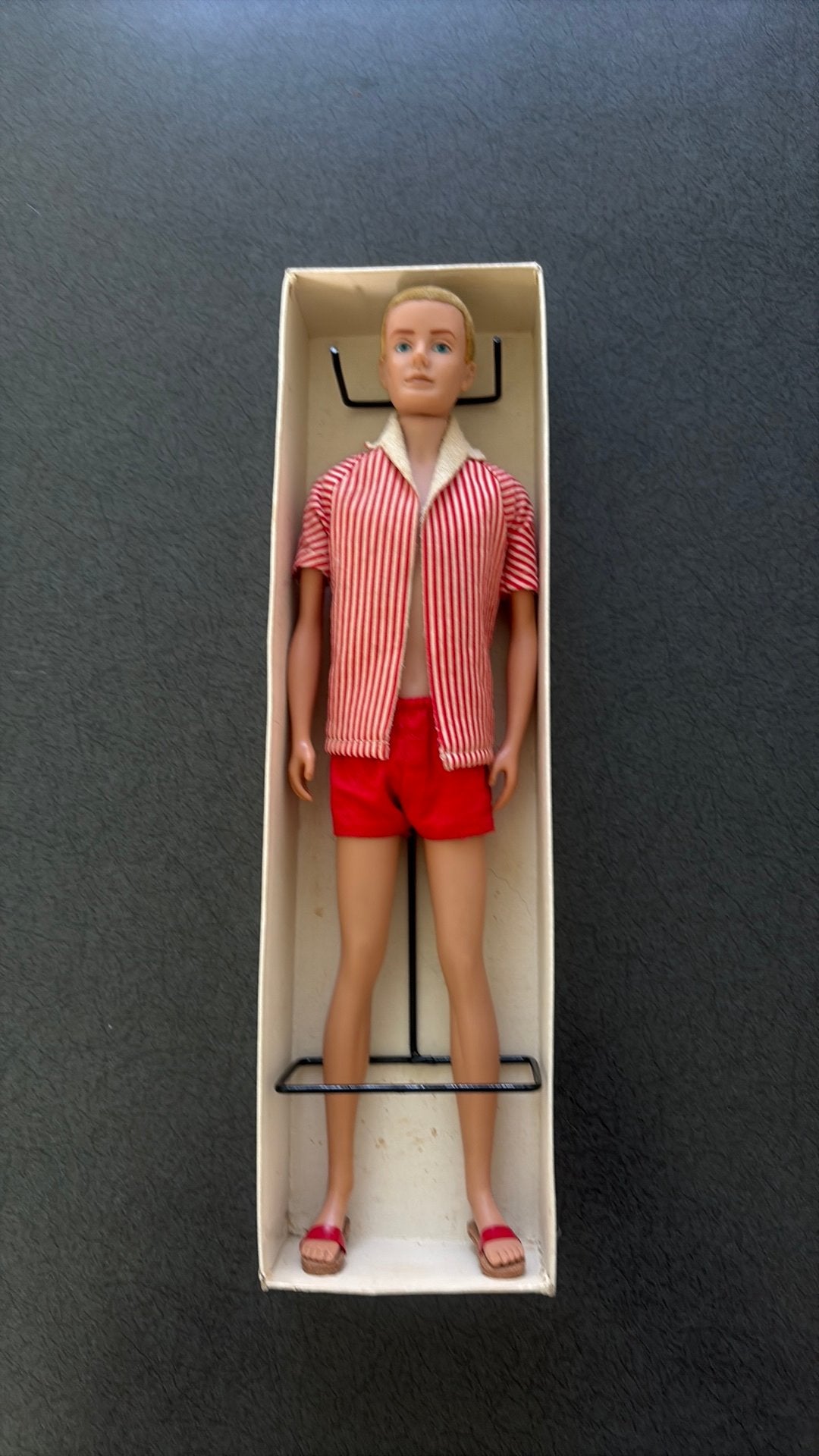 Vintage Barbie Flocked Ken 1961 in doos, Ophalen of Verzenden, Gebruikt, Pop