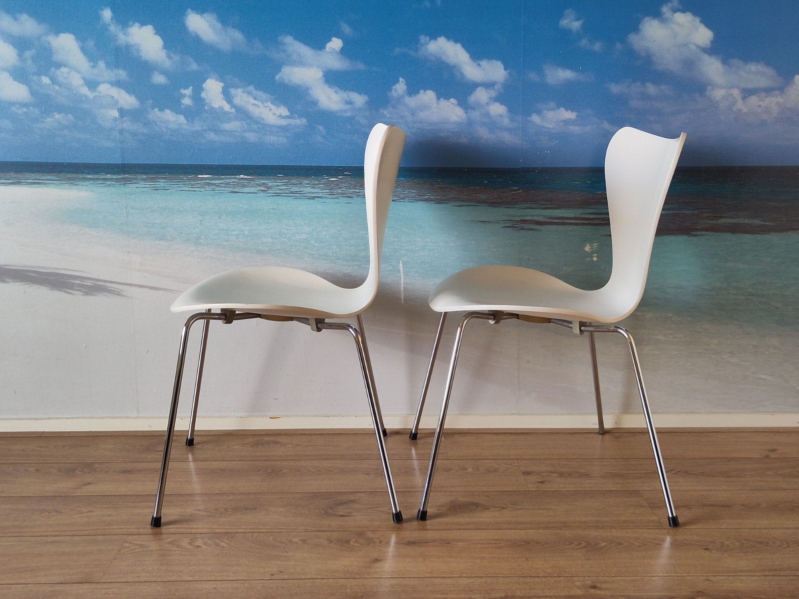 2x vintage eetkamerstoel 3107 stoel Fritz Hansen FH Jacobsen, Mid Century Modern Scandinavisch scandi Deens, Gebruikt, Twee, .