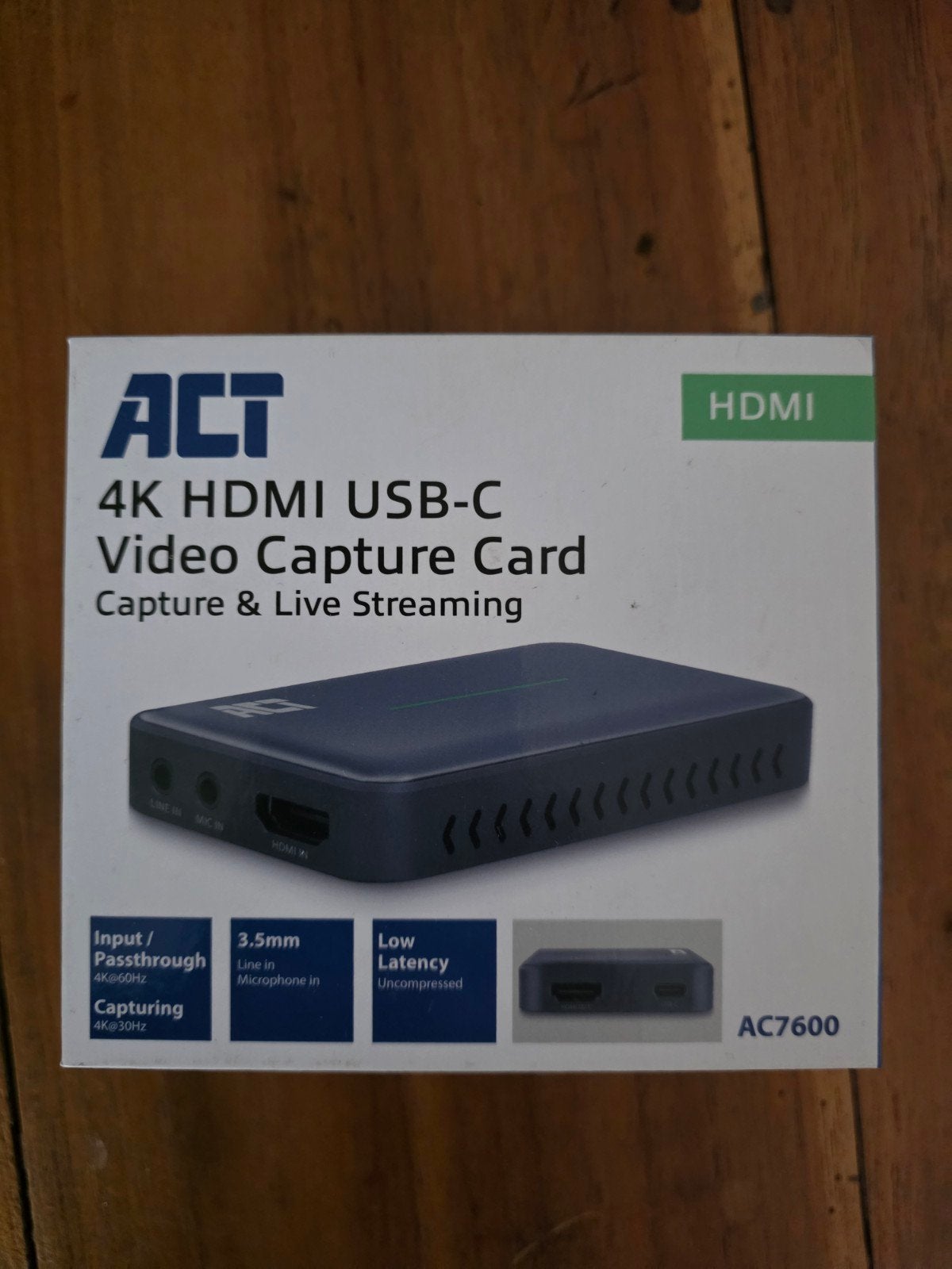 ACT 4K HDMI USB-C Video Capture Card AC7600, Computers en Software, Capture cards, Ophalen of Verzenden, Zo goed als nieuw