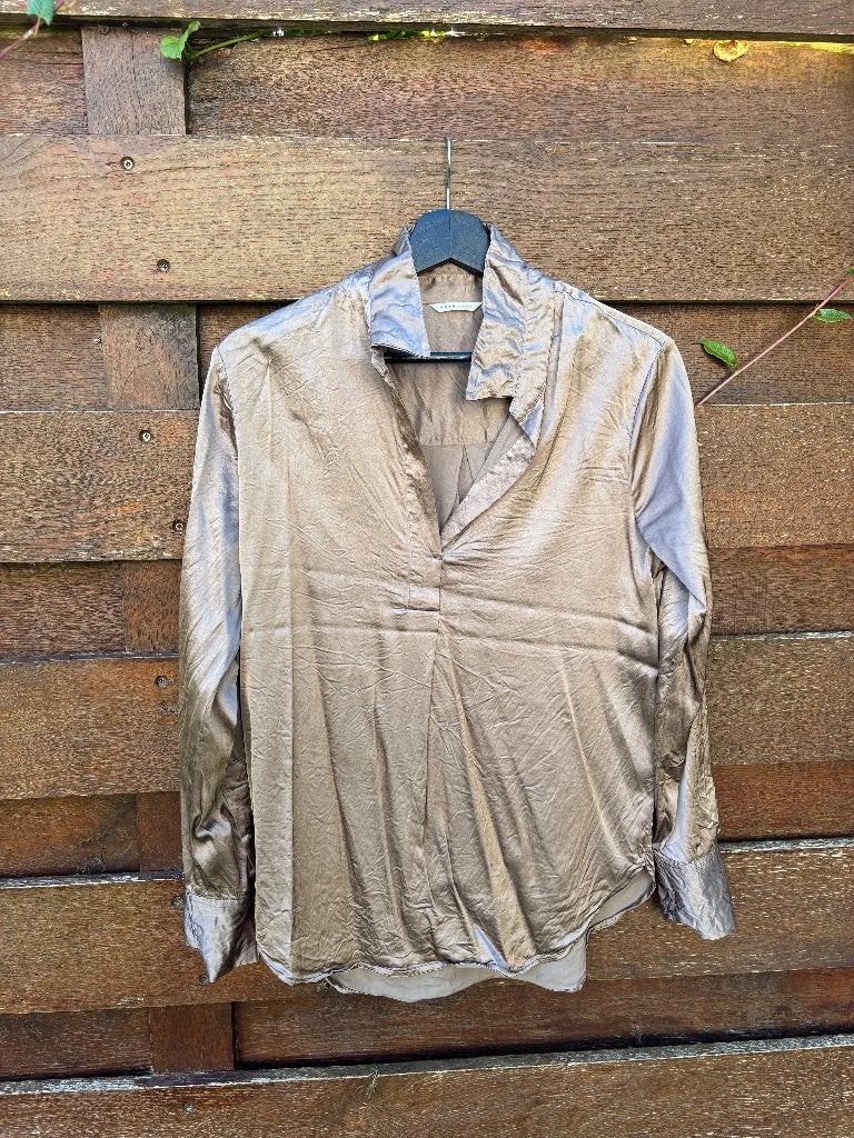 YAYA Women satin look blouse brons/champagne – maat S/M, Kleding | Dames, Maat 38/40 (M), Beige, Ophalen of Verzenden, Zo goed als nieuw
