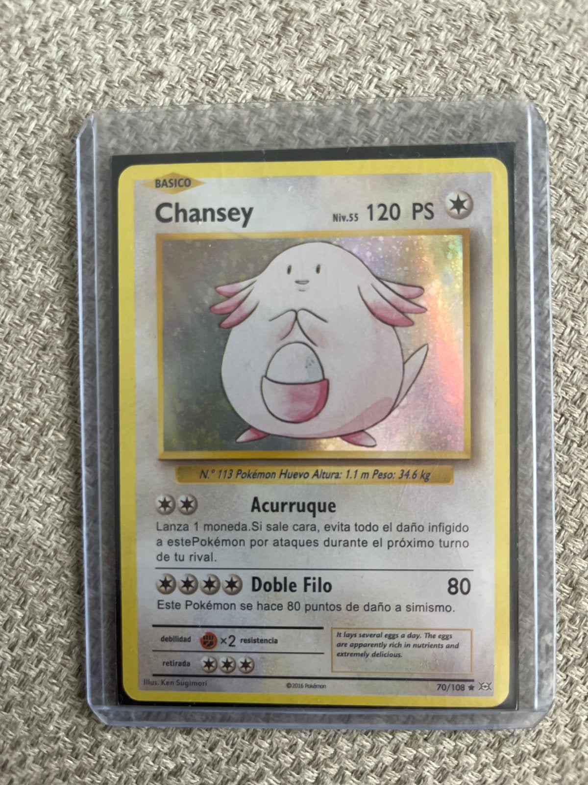 Chansey Pokémon kaart Spaans - Evolutions 70/108, Ophalen of Verzenden, Gebruikt, Losse kaart