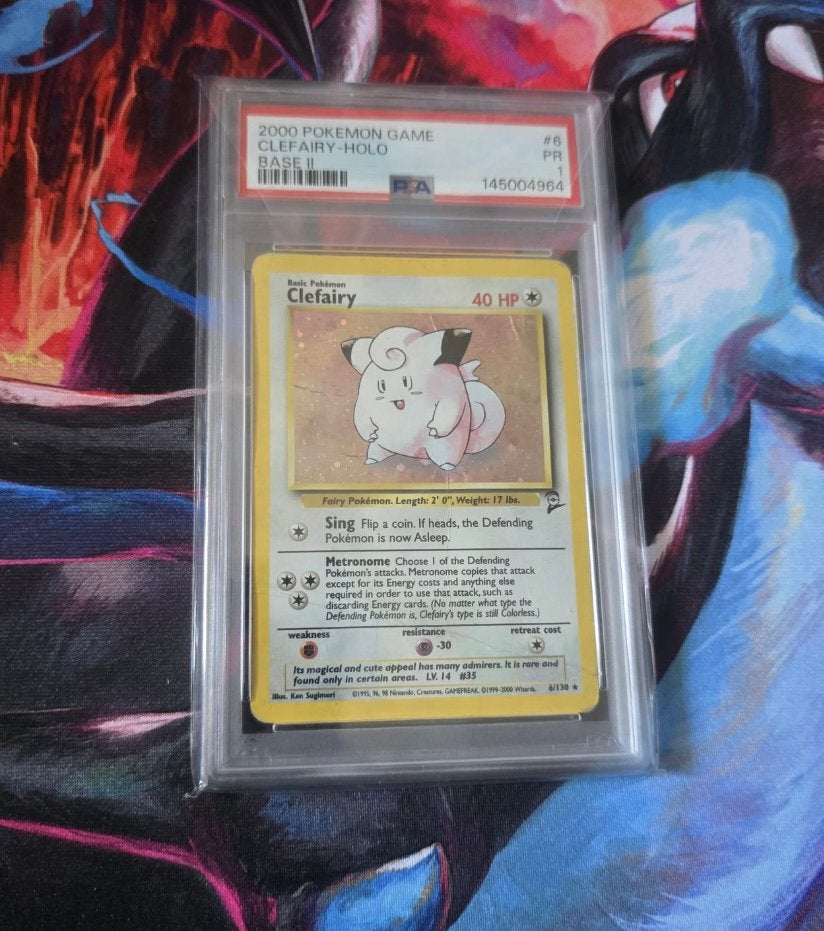 Psa 1 clefairy holo pokemon game base 2 2000 6/130, Ophalen of Verzenden, Zo goed als nieuw