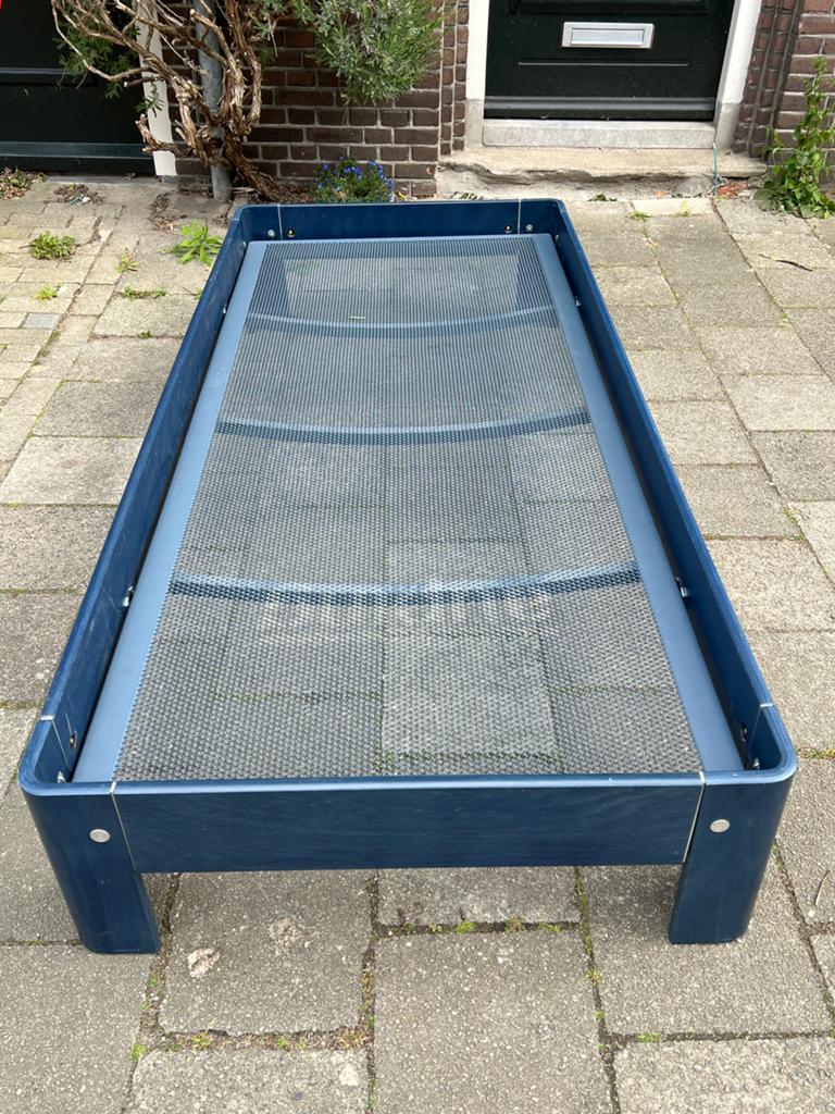 Auping Auronde bed ombouw met spiraal 210 x 90 blauw, Ophalen, 90 cm, 210 cm, Tweepersoons