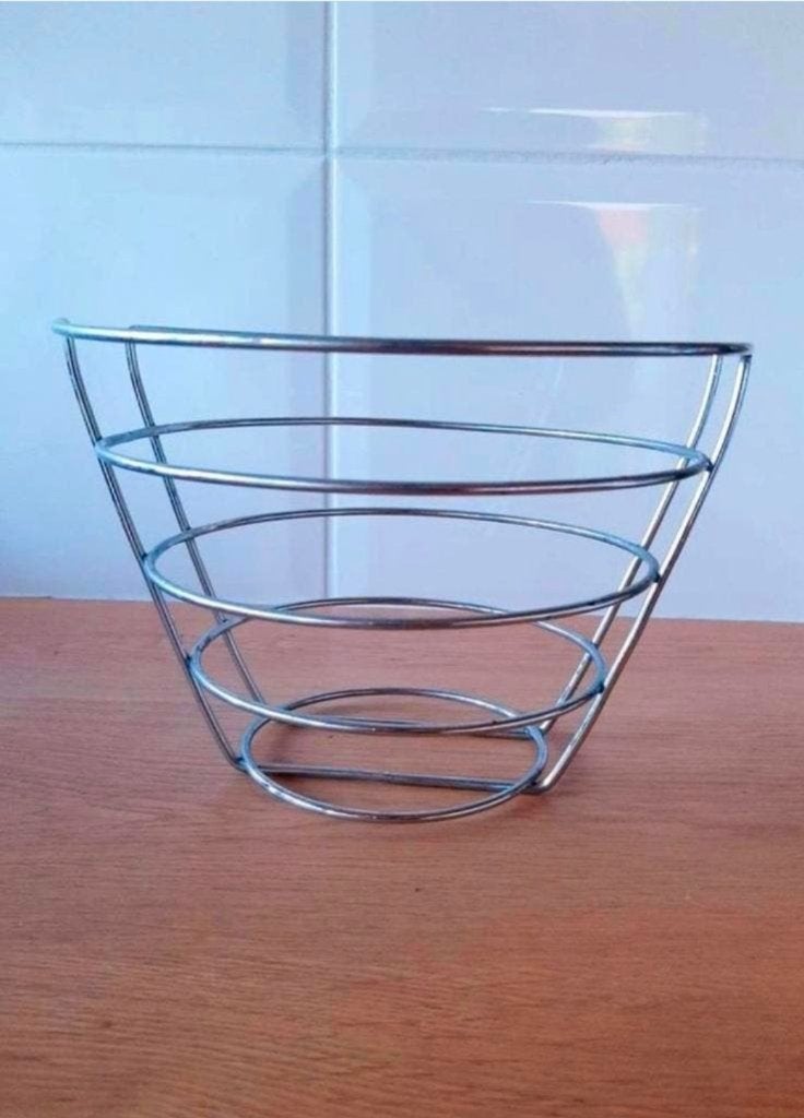 Metalen (RVS) fruitmand/fruitschaal diameter 22,50 cm, Mand, Vaatwasserbestendig, Ophalen of Verzenden, Zo goed als nieuw