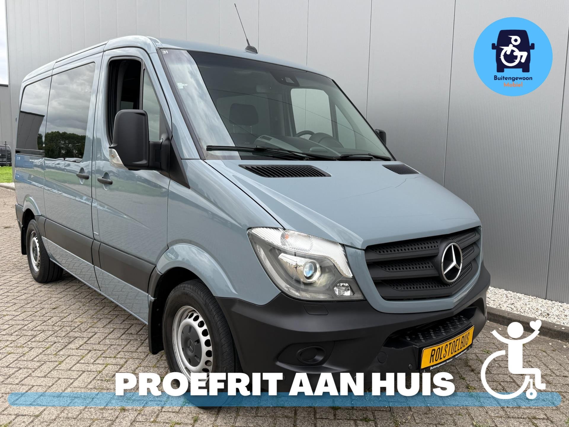 Mercedes-Benz Sprinter Rolstoelbus Meerijder/Zelfrijder Airc, Stof, Gebruikt, Zwart, 4 cilinders