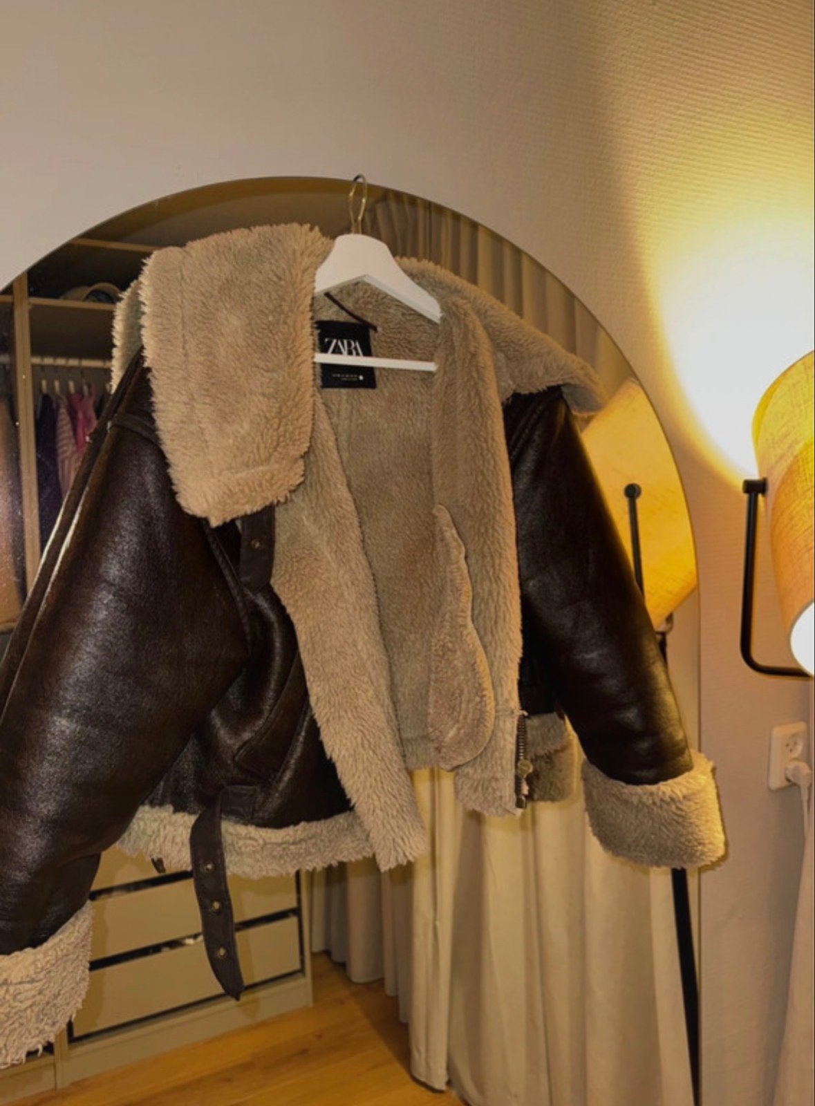 Zara oversized pilotenjack met teddy voering - Maat XS, Ophalen of Verzenden, Zo goed als nieuw, Maat 34 (XS) of kleiner, Bruin