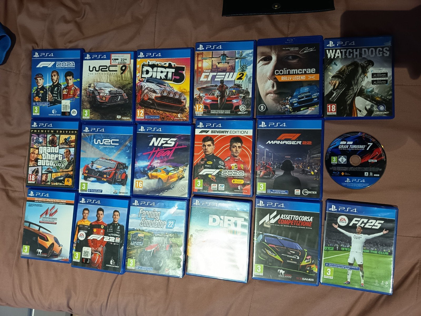 Grote collectie PS4 games: F1, GTA V, WRC, Dirt, NFS, FIFA, Gebruikt, 1 speler, Racen en Vliegen, Ophalen of Verzenden